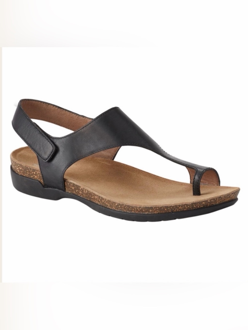 Dansko Reece Black Leather Toe-Loop Slingback Sandals Size 39 / 8.5-9